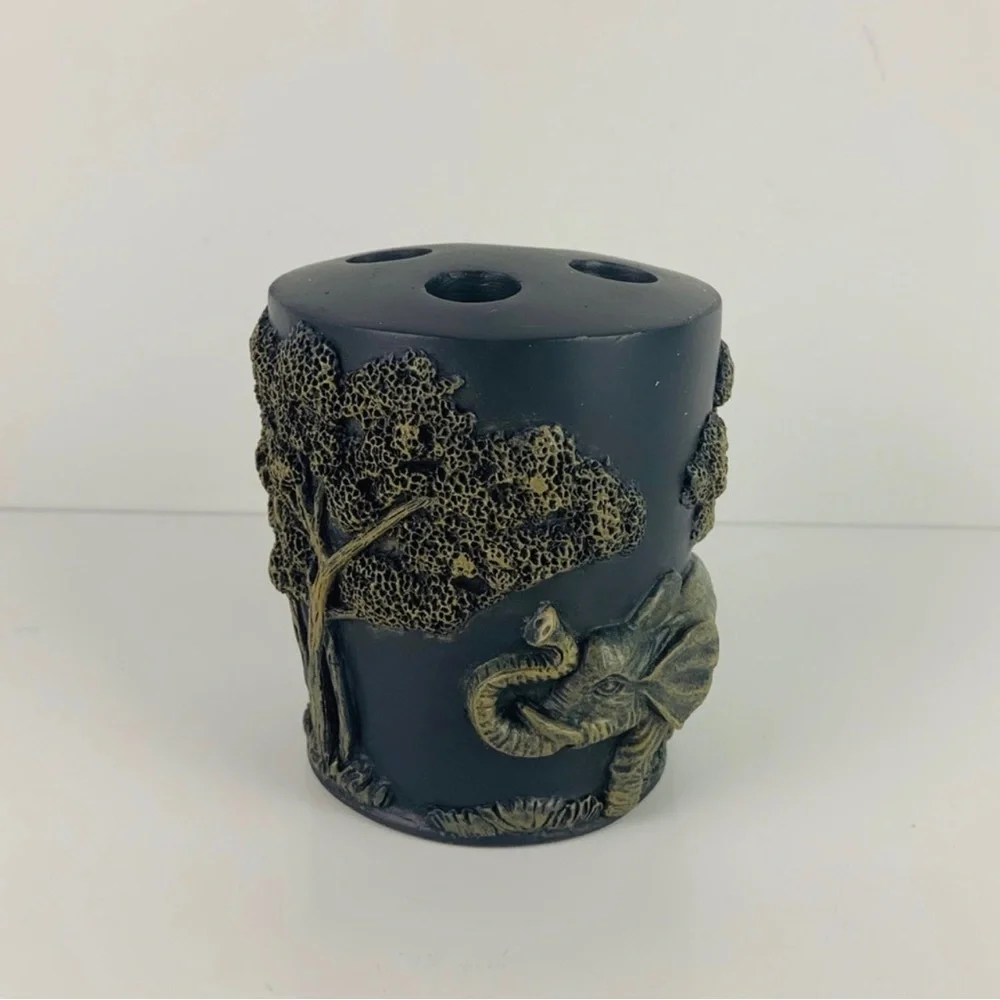 Brand New Navy Blue & Taupe Safari Themed Bathroom Set